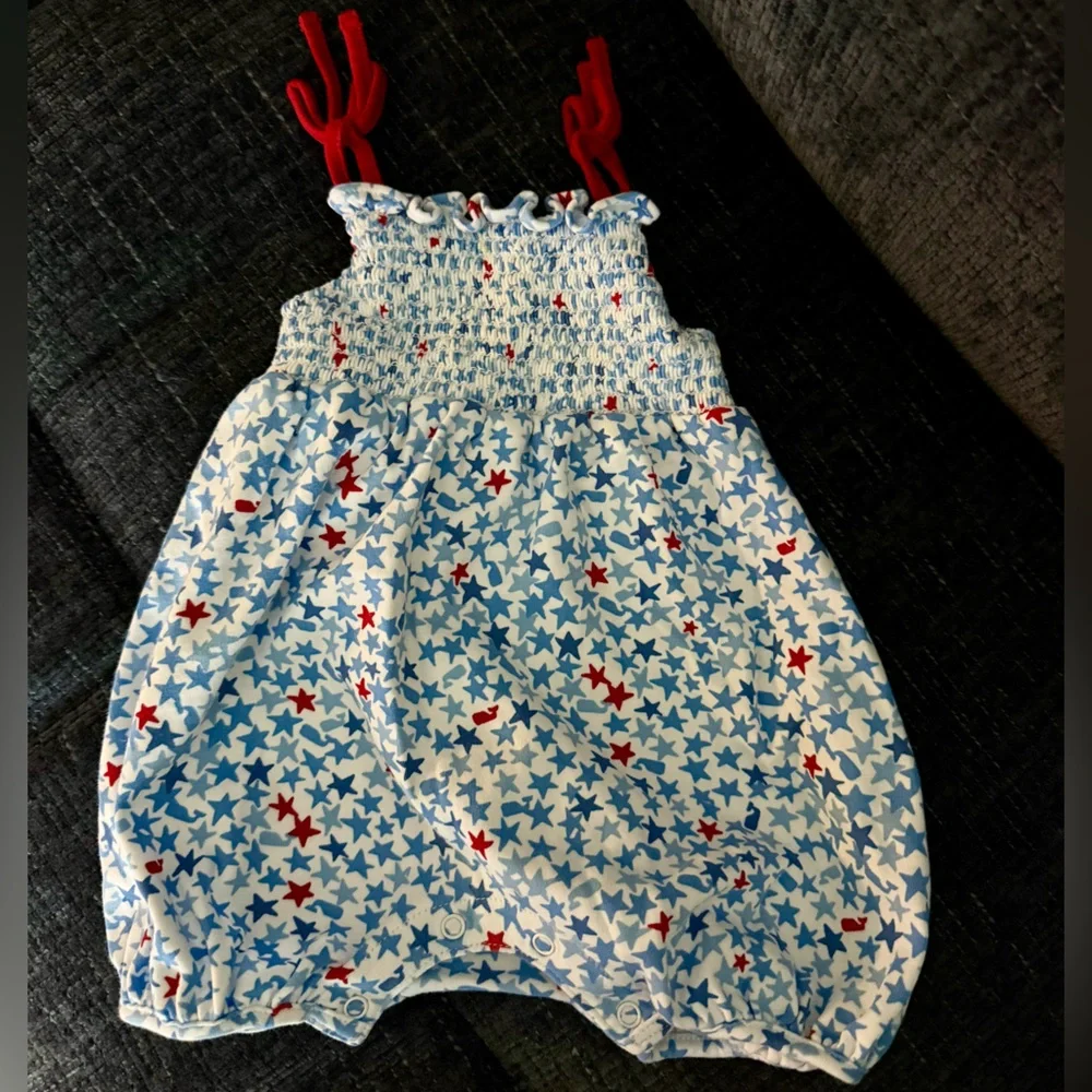 Vineyard Vines Blue and Red Star Diaper Cover